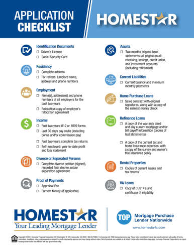 HOMESTAR Application Checklist